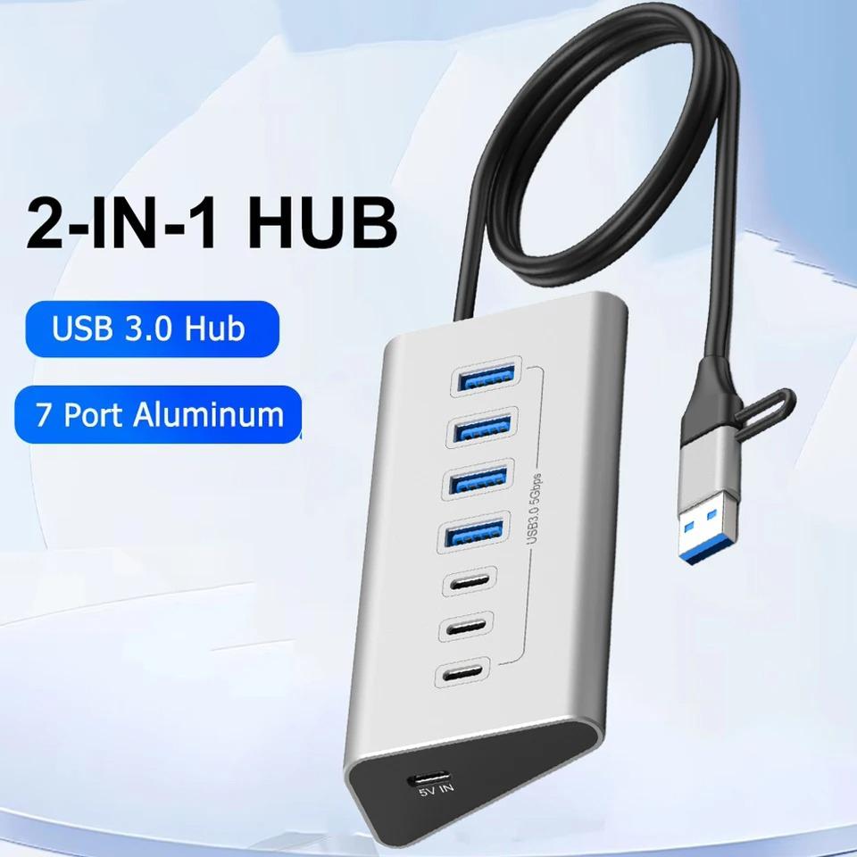 10Gbps USB 3.2 Docking Station Hub Type C Splitter Data Transfer Adapter with Card Reader Multi 7/8 Ports Switch For PC Laptop