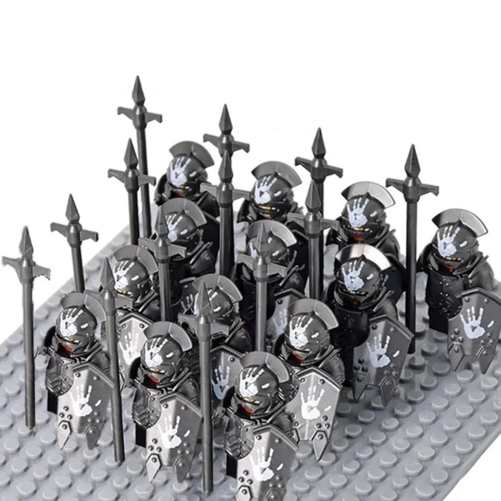 13Pcs Mini Gondor Battle Spearman Body Gurad Infantry VS Roman Solider Eomer Rohan Warriorr Figures Blocks Set Toys for Kids