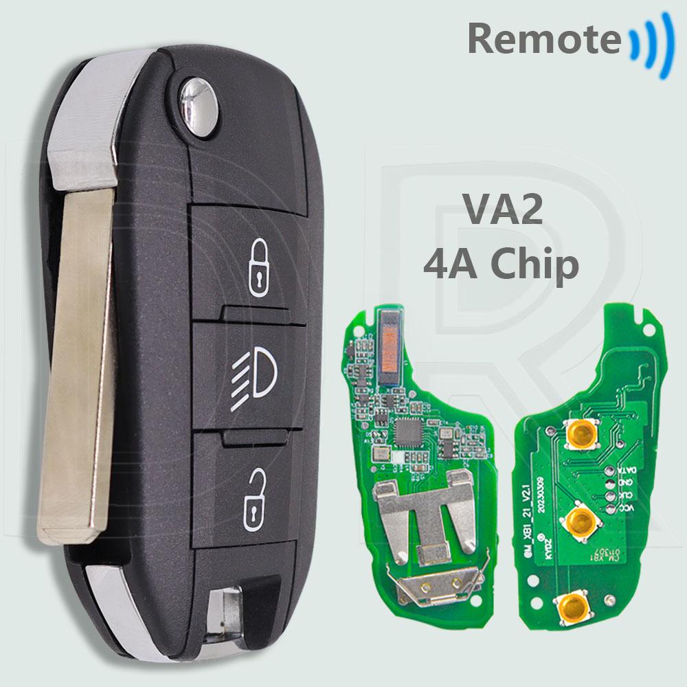 DR HU8435 4A Chip 433MHz VA2/HU83 Flip Car Remote Key P/N 98 139 654 77 For Peugeot Expert 308 3008 408 508 C3 C4 Cactus C5 C6