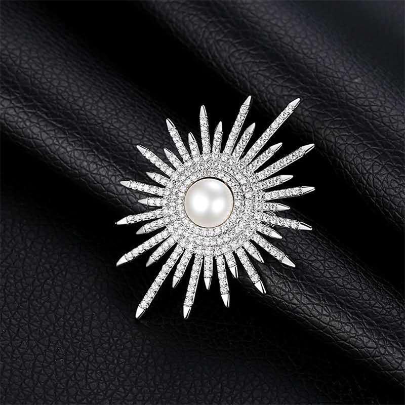 

Pearl Brooch women s suit corsage personality temperament sun flower brooch wild atmosphere accessories high-end ladies Jewelry серебряный