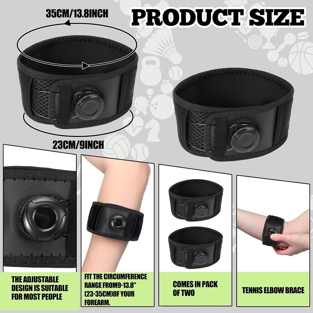 Tennis Elbow Brace For Men Women Adjustable Tennis Golfers Elbow Strap For Tendonitis Pain Relief Knob Type Adjustment For Custo