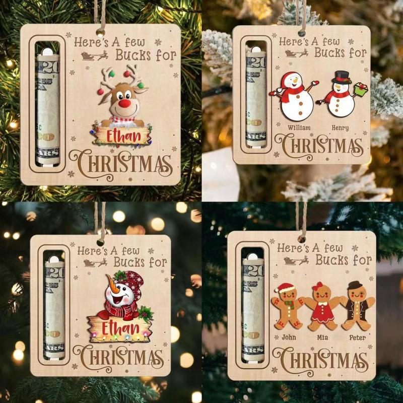 Christmas Wooden Money Holder Ornament Cute Xmas Tree Decoration Holiday Party