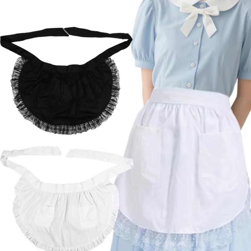 Vintage Half Waist Apron with Two Pockets Short Apron Sexy Lolita Pinafore for Women