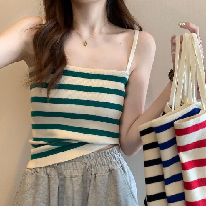 2022 Summer Color Block Stripe Slimming Camisole - Soft, Versatile Vest with New Design