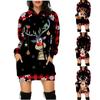 Fashion Casual Women's Christmas  Printed Long Sleeve Hooded Pullover Dress Top