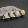 Men's Stainless Steel Simple Micro Pave CZ Square Ring Half Eternity Ring Hip Hop Jewelry Gift