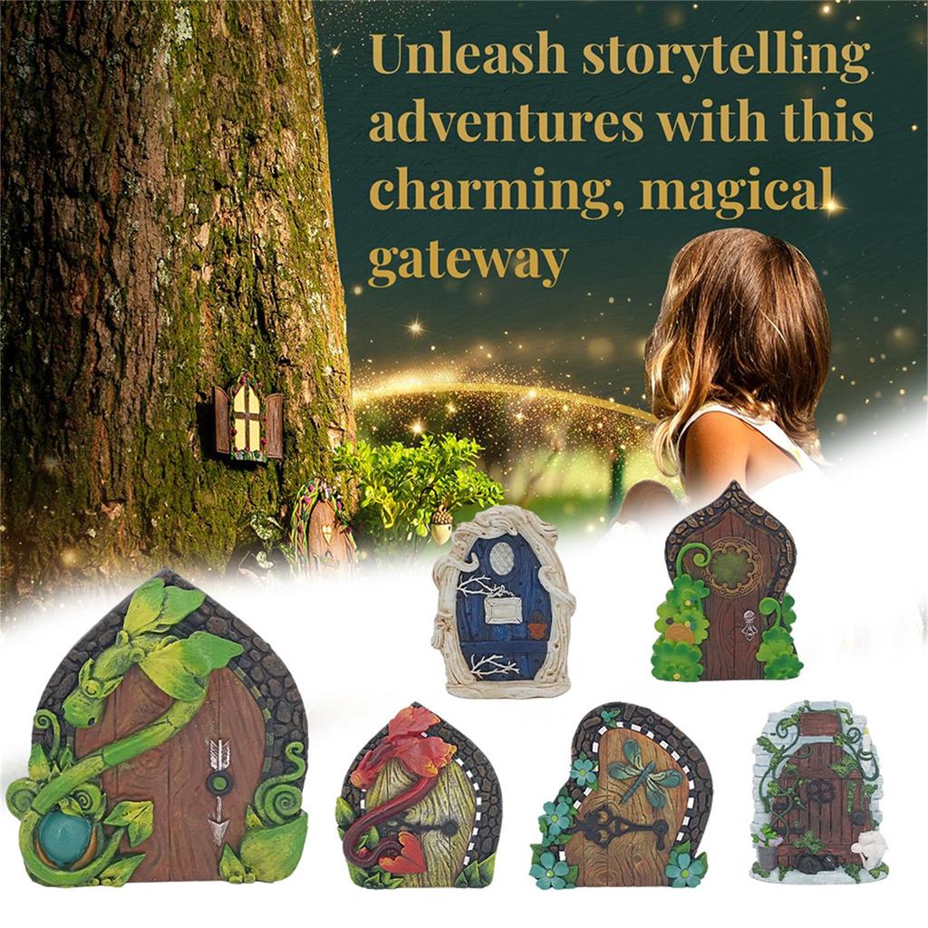 Wall Decorative Gate - Colorful Resin Leprechaun Garden Decorative Gate - Decorative Tree Stump Decoration Decorative House For Outdoor Patio Garden