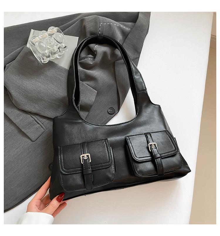 2025 new niche design underarm bag women's fashion shoulder bag personalized double pocket simple fashionable handbag tide