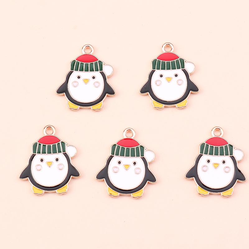 10pcs Enamel Christmas Tree Snowman Pendants Charms for Jewelry Making Earrings Necklace DIY Bracelet Accessories Supplies