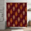 Luxurious Floral Bath Shower Curtain Decorative Waterproof Fabric Bathroom Decoration Privacy Indoor Home Decor in Red Gold Colo