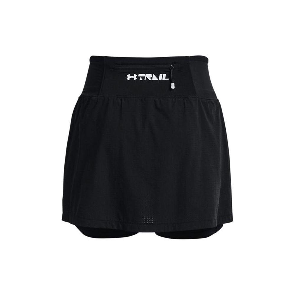 Under Armour UA Series Speedpocket Trail Solid Color Elastic Waist A-Line Comfortable Sports Casual Skirt Women Skirts Black 1369793-001