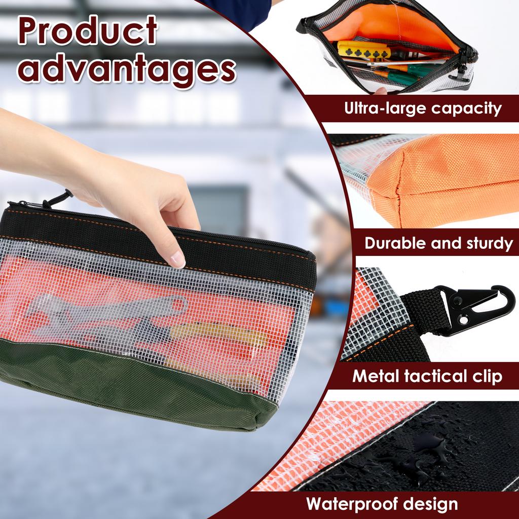 4Pcs Clear Tool Pouch Bag With Zipper Waterproof Oxford Cloth Small Tool Bag Anti-Static Tool Storage Organizer Pouch