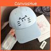 White Cat Embroidered Baseball Hat With Breathable Cotton Material For Sunshade