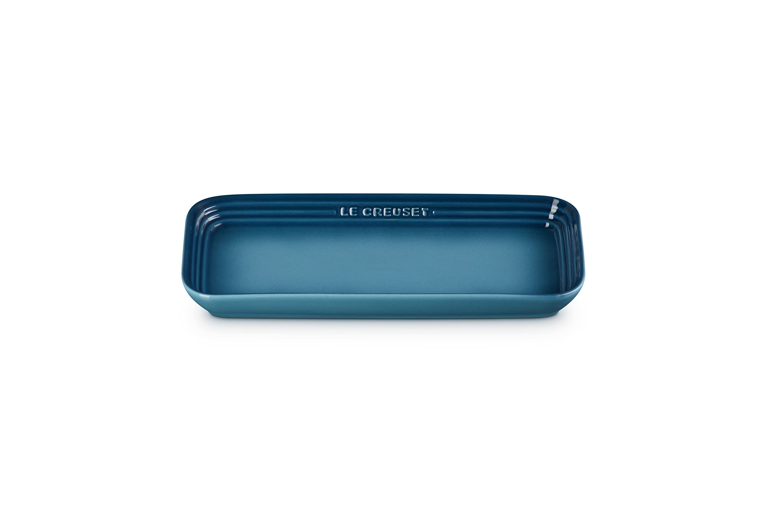 

Le Creuset Léger Rectangular Plate, 25cm, Marine Blue, Heat-Resistant, Microwave-, Oven-, and Dishwasher-Safe, Ideal for Fish and Grilled Fish