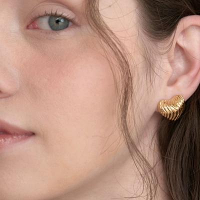 Halden Heart Half Ball Earrings (E055_gold)