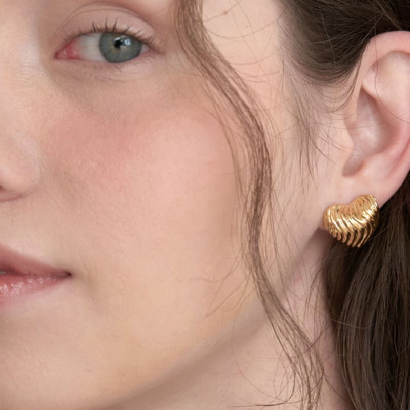 

halden heart half ball earrings (E055_gold) gold