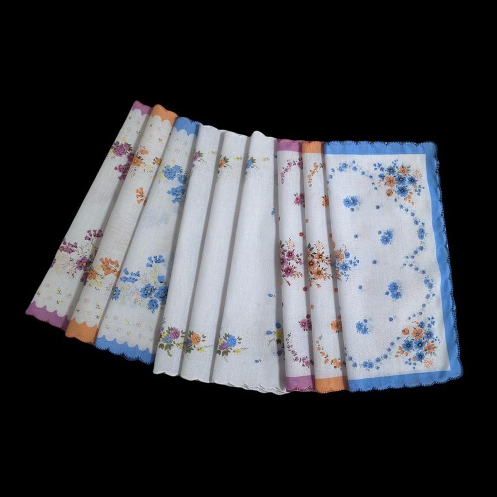 9Pcs Cotton Handkerchiefs for Women Elegant Colorful Square Ladies