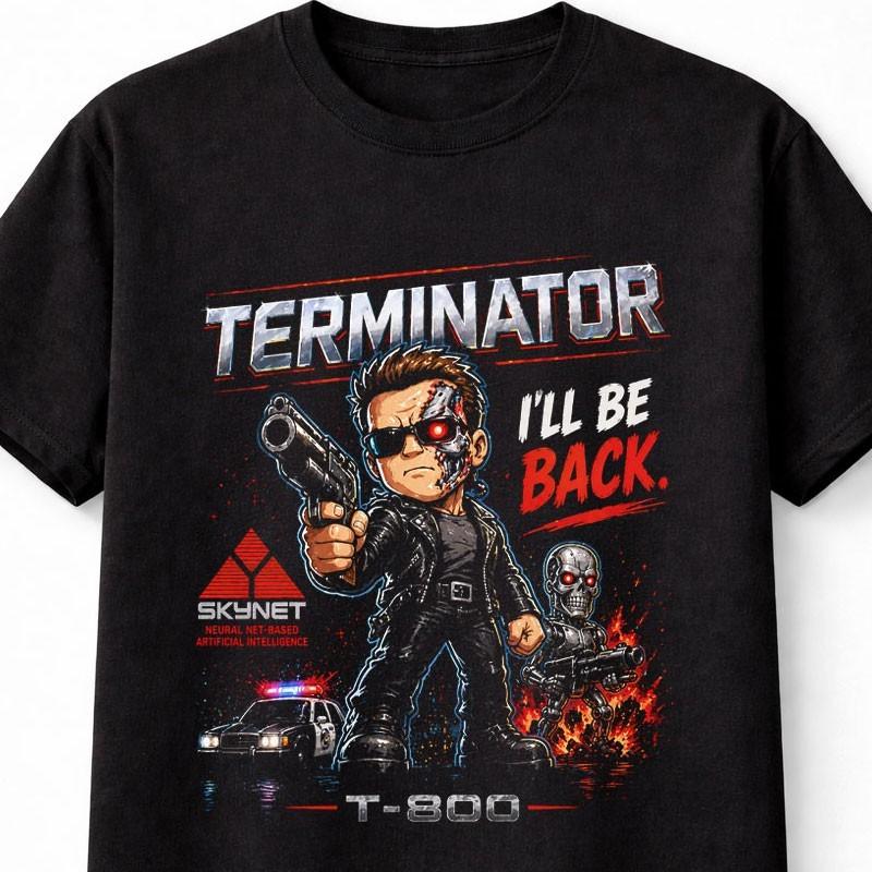Terminator T800 Tornerò Skynet Film d'Azione Sci-Fi T-Shirt Unisex