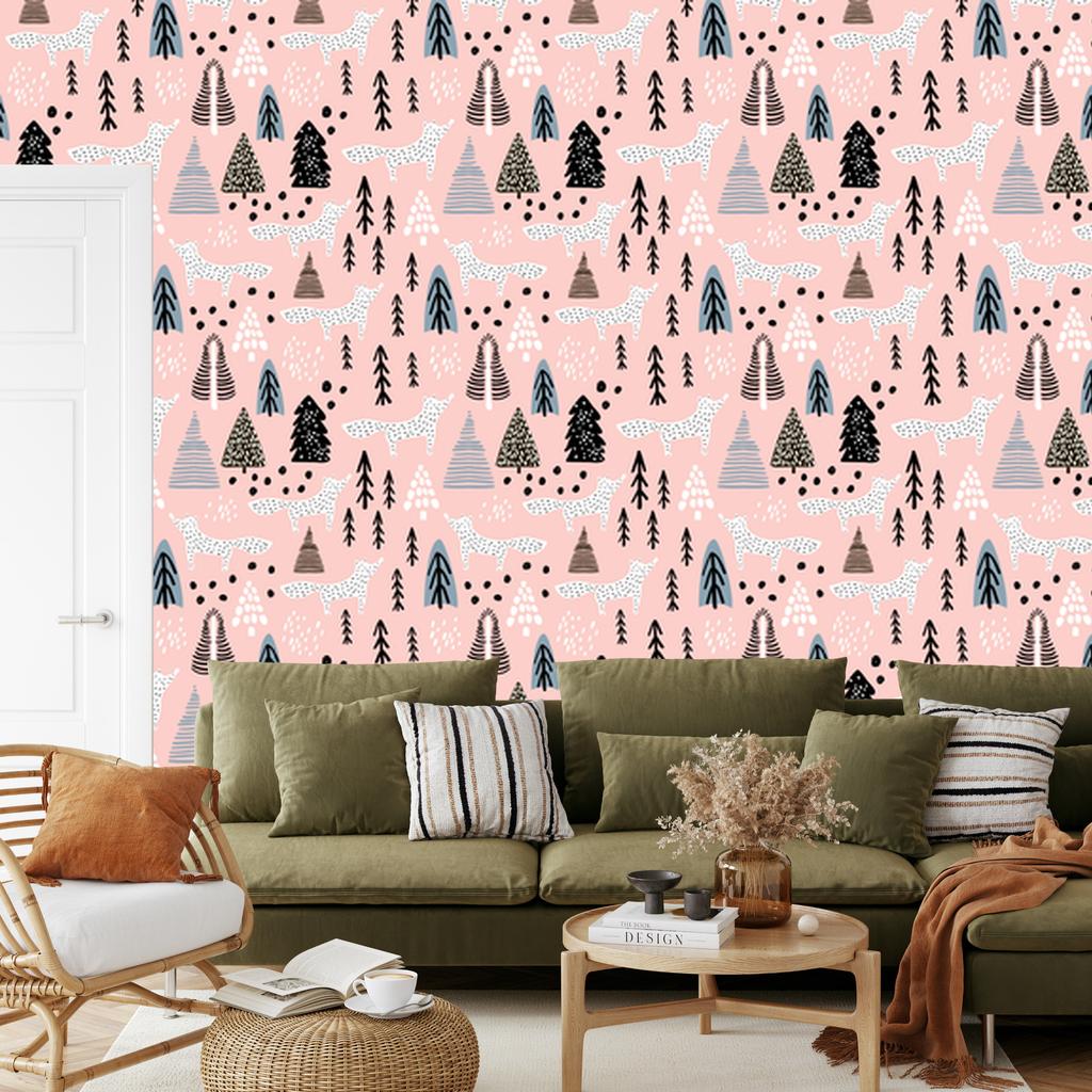 Minimalist Foxes In the Forest Wallpaper for Living Room and Bedroom 50x1000