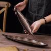 1PC Leaf Plate Japanese Cuisine Personalized Creative Retro Saury Ceramic Sushi Commercial Special-shaped Dim Sum Plate