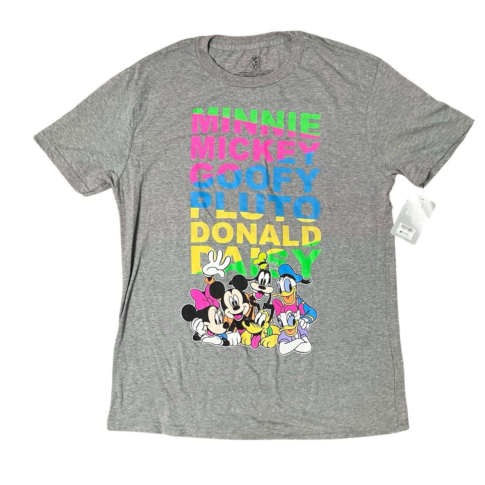 Disney T-Shirt Womens Grey Minnie Mickey Goofy Pluto Donald Daisy Colorful XXXL