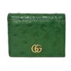 Used Double G Exotic Compact Wallet 9539 456126 7941 Petit Marmont GG Marmont Ostrich Green Unisex from Japan AUTHENTIC