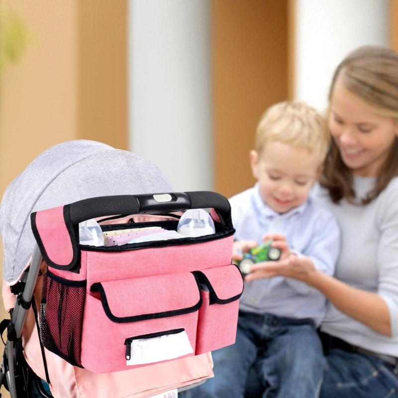 Lightweight Hanging Storage Bag for Strollers Reinforced Stitching Design Portable Compact Baby Pram Cart Accessory