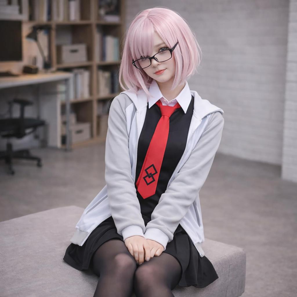 Mash Kyrielight Cosplay Kostümü ve Peruk Siparişi [Milky Time] Fate/Grand (XL)