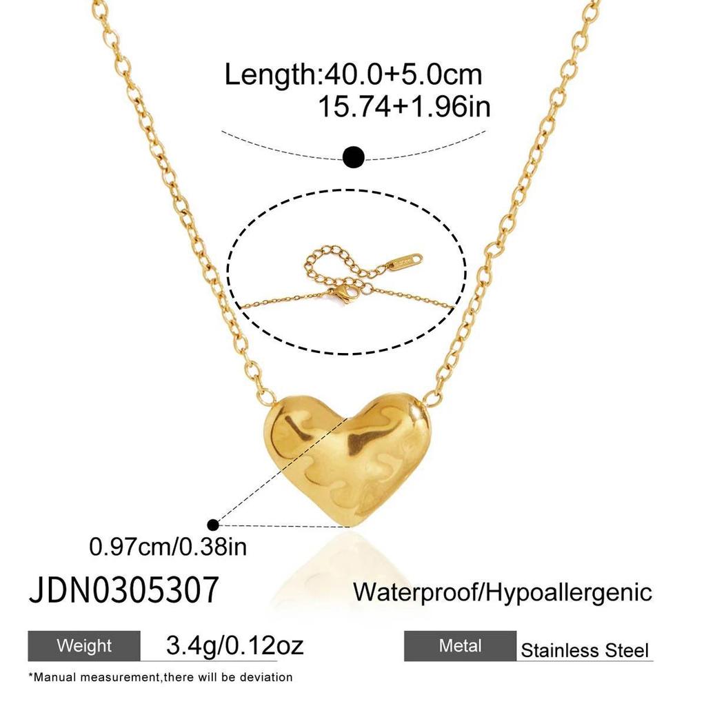 Stainless Steel Heart Necklace Luxury Niche Accessory Women Layered Necklace Earrings Vacuum Gold Plating Waterproof Jewelry