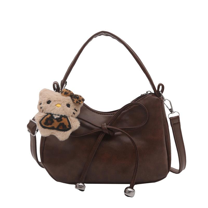 Retro bow handbag, armpit bag, women's winter new trendy messenger bag, textured shoulder bag