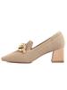 2026 European Style Flyknit Slip-on Loafers with Metal Decoration and Chunky Pointed Toe Heel