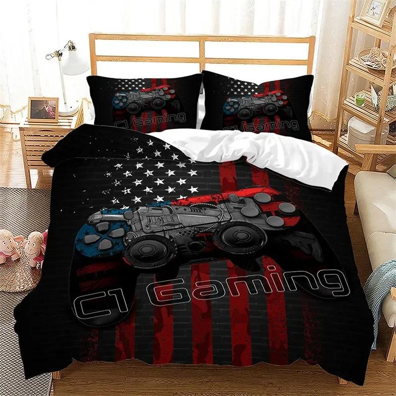 Game Bedding Set for Children and Boys, Handle controller Duvet Cover Sets, Twin, Full, Queen, King Bedroom Set gaming for teen