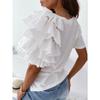 T-shirt da donna 2026 Estate Manica Corta con Volant Girocollo Semplice ed Elegante