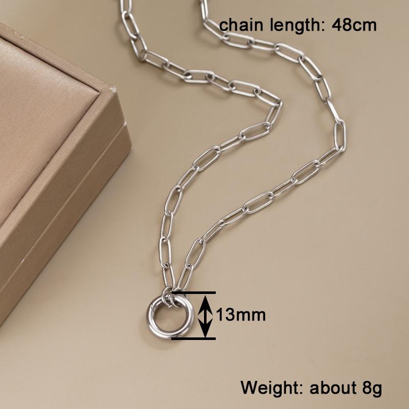 Xiaomi Huitan Women Stainless Steel Pendant Necklace Paperclip Chain Minimalist Circle Clasp for Dainty Daily Stackable Jewelry Gift