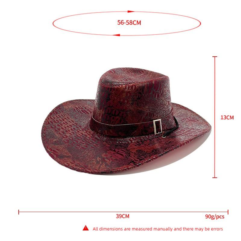 Retro Cowboy Hat for Men, European and American Style, Camping Leather Printed Sun Hat for Women, Outdoor Hiking Sun Protection Hat