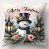 4pcs Christmas Throw Pillow Covers, Cute Snowman And Reindeer Pattern Double-Sided Print Cushion Cases, 17.72 X 17.72 Inch Square Decorative Waist Pil