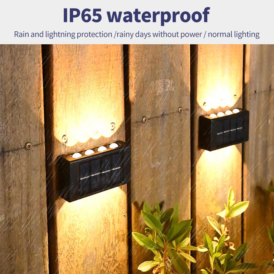 4/6/8/10LEDs Solar Wall Lamp Yard Street Decor Light Outdoor Waterproof Up and Down Luminous Lighting Garden Landscape Lamp