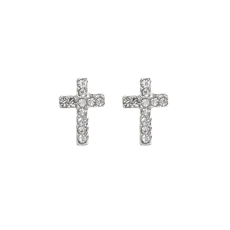 Zircon Stud The Cross Geometric Stud Earring Women Fashion Punk Style Rock Jewelry Girls Gift