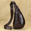 Mans 100% Genuine Leather Sling Bag Men Messenger Bags for Men Black Chest Bags for Phone Casual Sport Shoulder Bag