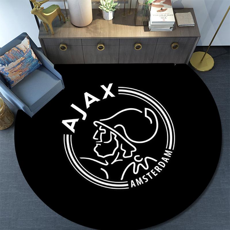 Amsterdamsche Football Club Ajax Round Area Rug,Carpet Rug for Living Room Bedroom Sofa Playroom Decor,Non-slip Floor Mat