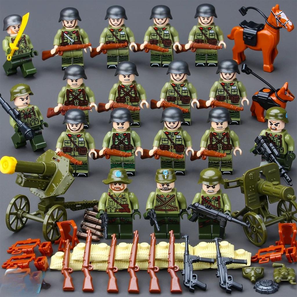 Mini Plastic Toy Assembled Building Blocks Military Base Toy Soldier Weapon Military