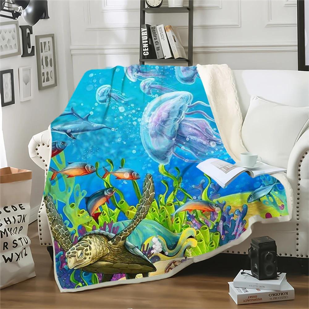 Undersea Blanket,Magic Glowing Jellyfish Underwater Blanket Soft Warm Blankets for Bed Couch Sofa Lightweight Travelling Camping