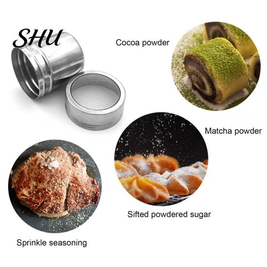Fine Mesh Spice Dispenser Stainless Steel Sifter with Lid Rotating Cover Seasoning Jar for Pepper Shaker Even Distribution Coffee Powder BBQ