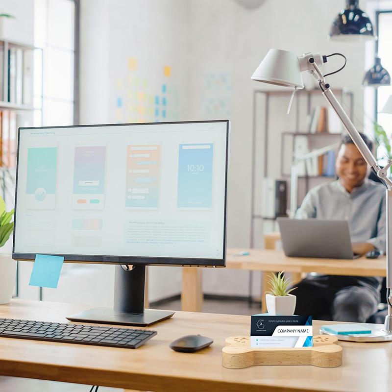 Wooden Dog Bone Shaped Business Card Holder, Pet Business Card Stand, Wooden Paw Print Cute Card Display Stand Organizer