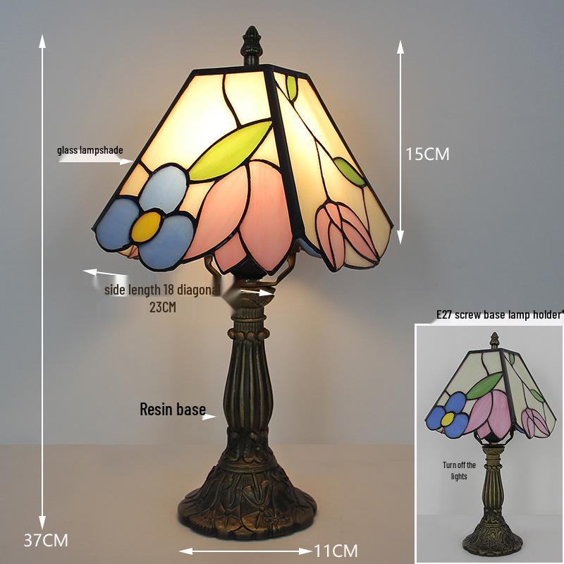 Tiffany Vintage Stained Glass Table Lamp for Bedside or Cafe