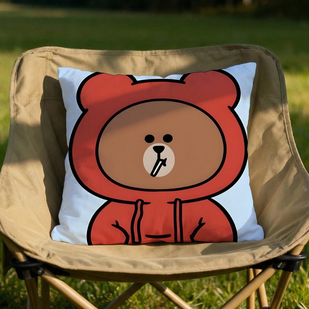 Character Cartoon Bear Cushion Cover Soft Reversible Durable Pillow Cover MultiScene Use for Home Car Daily Comfort