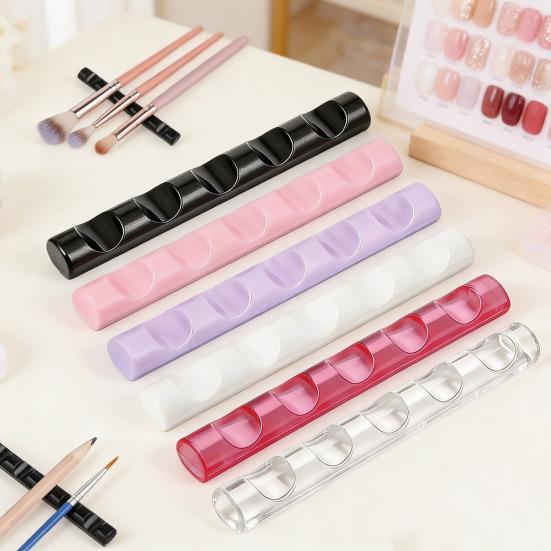 6Pcs Nail Brush Holder with 5 Slots Multi-functional Makeup Brush Organizer Manicure Art Tools Painting Pens Storage Rack Stand