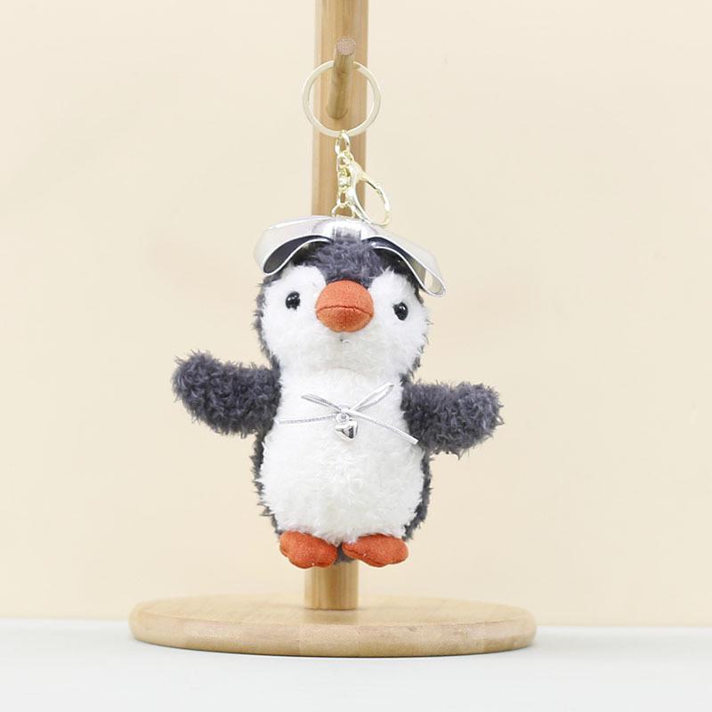 

Plush Keychain Penguin Toy With Pp Cotton Filling For Bag Keychain Decoration Silver Bow