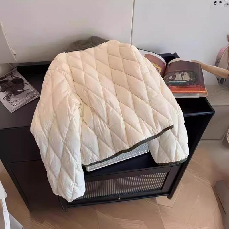 Autumn and winter new rhombus light and thin short cotton clothes women's winter cotton-padded clothes jacket