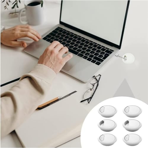 6 pcs desktop threading hole cover 50mm wire storage decorative ring  white